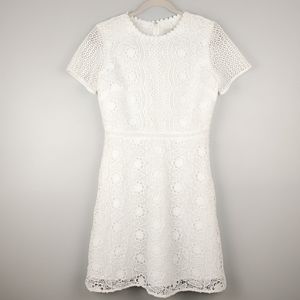 Loft White Crochet Lace Fit & Flare Dress